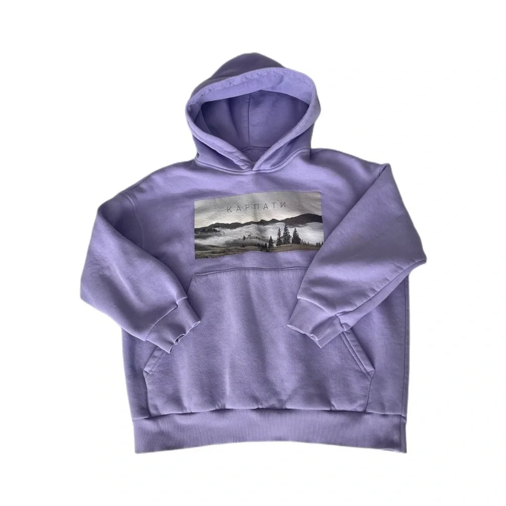 Purple hoodie made in Ukraine size 9/10 Karpatian Mountains‎ NWOT - Picture 8 of 13